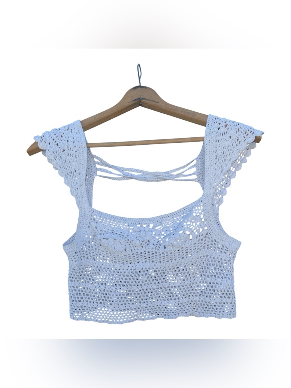 Bohemian Crochet Lace Crop Tank Top - white